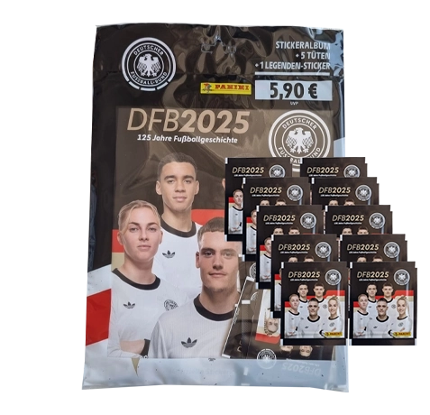 Panini 125 Jahre DFB Fussball Sticker | 1x Starterpack + 10x Stickertüten