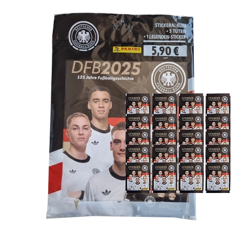 Panini 125 Jahre DFB Fussball Sticker | 1x Starterpack + 20x Stickertüten