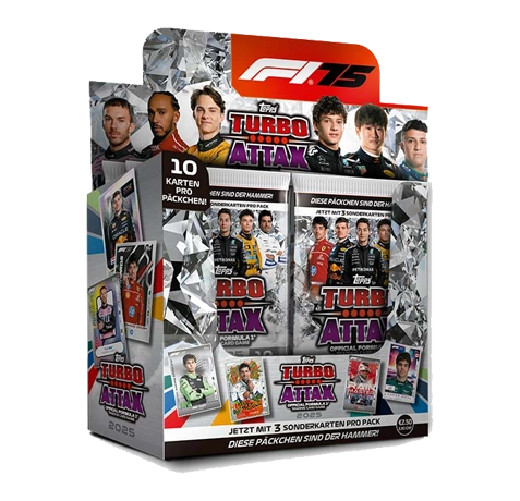 Topps Turbo Attax 2025 Display – 24 Boosterpacks mit 240 F1® Sammelkarten