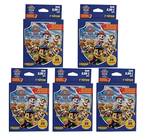 Panini Paw Patrol Sticker Blister – Air Rescue – 5×Blister (35 Stickertüten)