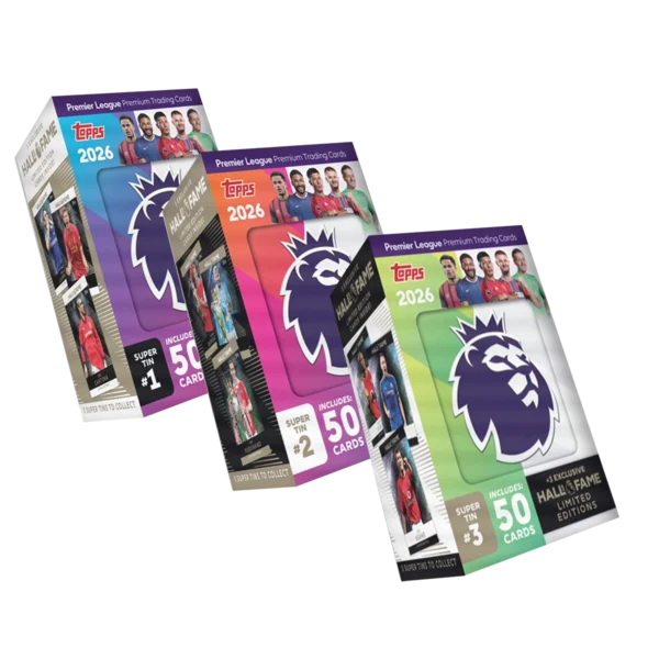Topps Premier League Trading Cards 2025/26 Super Tin Set Hall of Fame (alle 3 Tins)