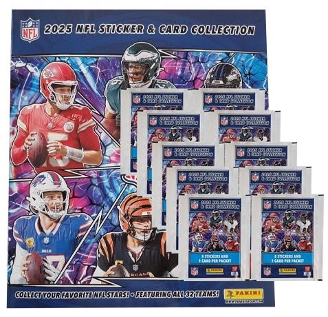 Panini NFL Sticker & Cards 2025 Bundle | Album + 10 Tüten