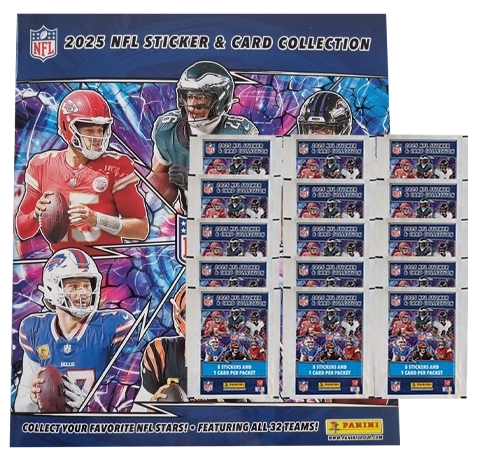 Panini NFL Sticker & Cards 2025 Bundle | Album + 15 Tüten