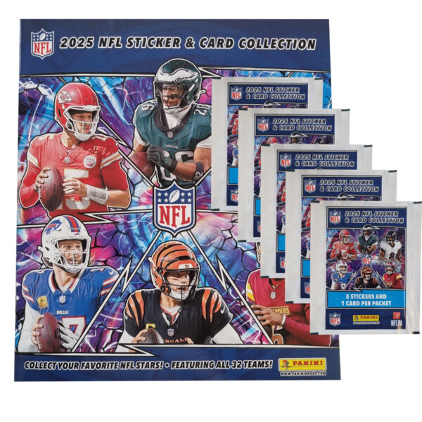 Panini NFL Sticker & Cards 2025 Bundle | Album + 5 Tüten