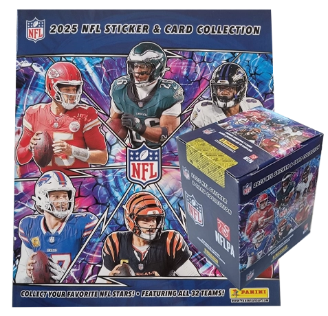 Panini NFL Sticker & Cards 2025 Bundle | Display + Album (50 Tüten)