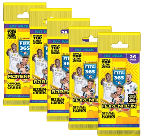 Panini FIFA 365 2026 Adrenalyn XL – 5 Fat Packs (Bundle) | 130 Karten