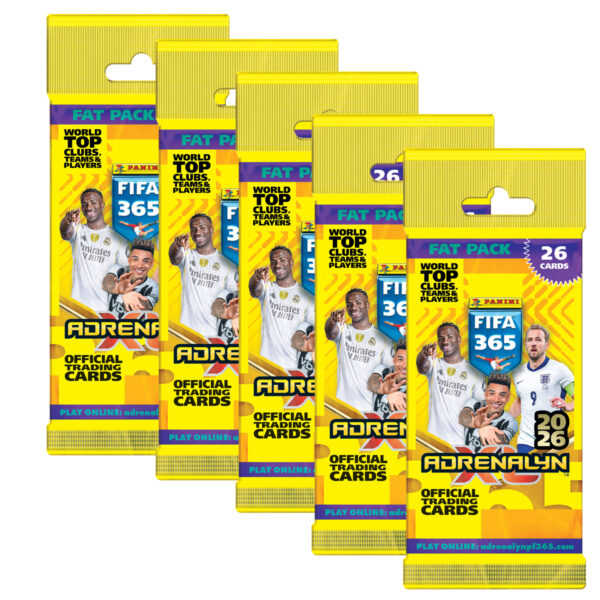 Panini FIFA 365 2026 Adrenalyn XL – 5 Fat Packs (Bundle) | 130 Karten