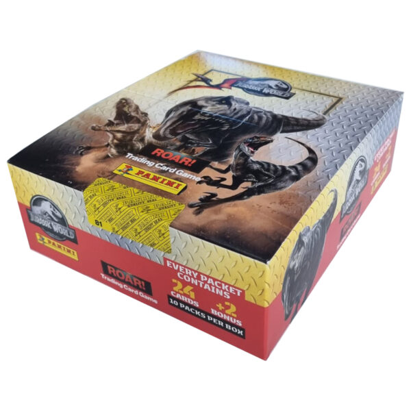 Panini Jurassic World ROAR Fat Pack Display – 10× Fat Packs (24 Karten + 2 Bonuskarten + 1 Regelkarte)