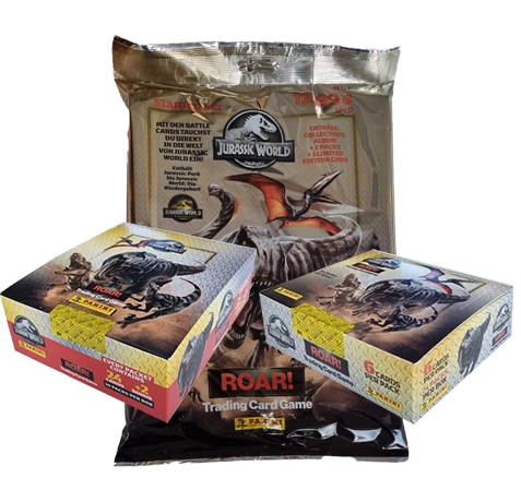 Panini Jurassic World ROAR! Mega Bundle – Starter + Display + Fat Pack | Sticker-und-co