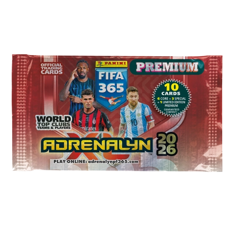 Panini FIFA 365 2026 Adrenalyn XL Premium Pack – 10 Karten (3 Specials + 1 Premium LE)
