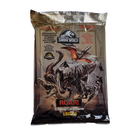 Panini Jurassic World ROAR! Starterpack mit Sammelmappe, 3 Boostern und 1 LE Card