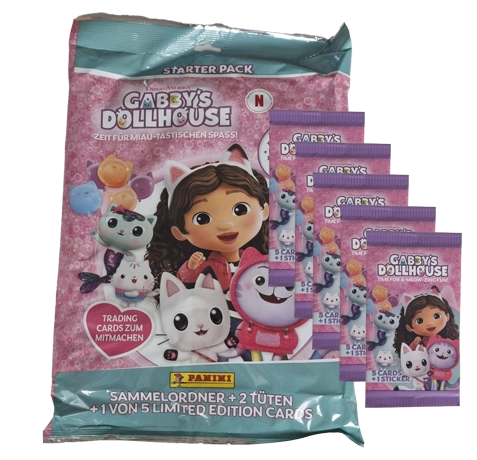 Panini Gabbys Dollhouse Trading Cards | Starterpack + 5 Booster (Bundle)