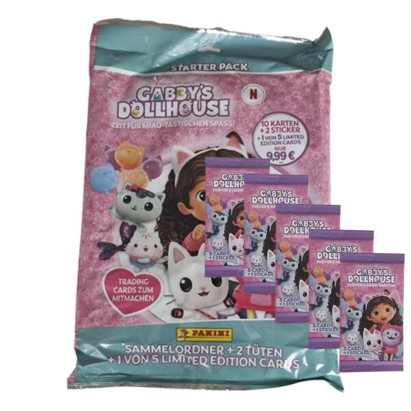 Panini Gabbys Dollhouse Trading Cards | Starterpack + 5 Booster (Bundle)