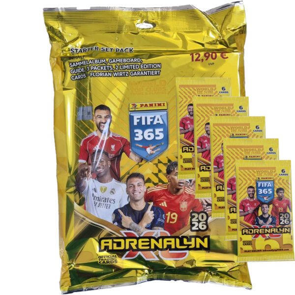 Panini FIFA 365 2026 Adrenalyn XL | Starterpack + 5 Booster (Bundle)