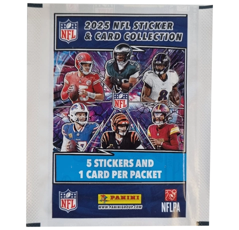 Panini NFL Sticker & Cards 2025 Display | 50 Tüten (5 Sticker + 1 Card) – Angebot