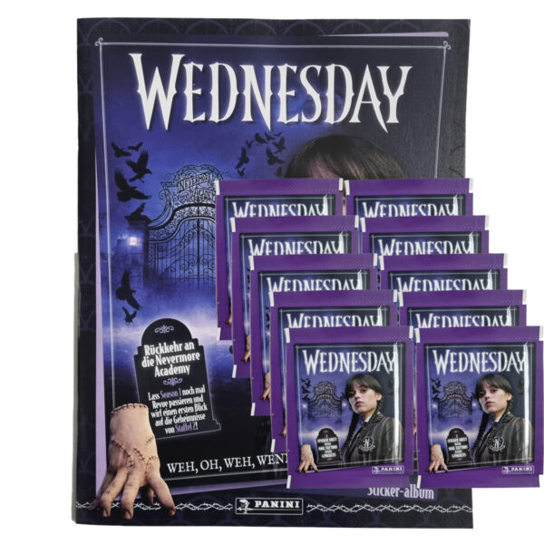 Panini Wednesday 2 Sticker Bundle | Album + 10 Stickertüten – Rückkehr an die Nevermore Academy