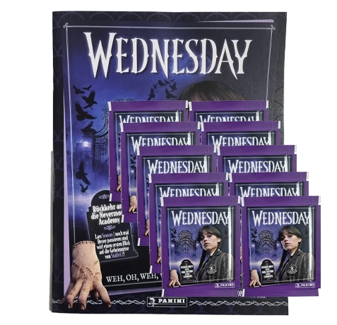 Panini Wednesday 2 Sticker Bundle | Album + 10 Stickertüten – Rückkehr an die Nevermore Academy