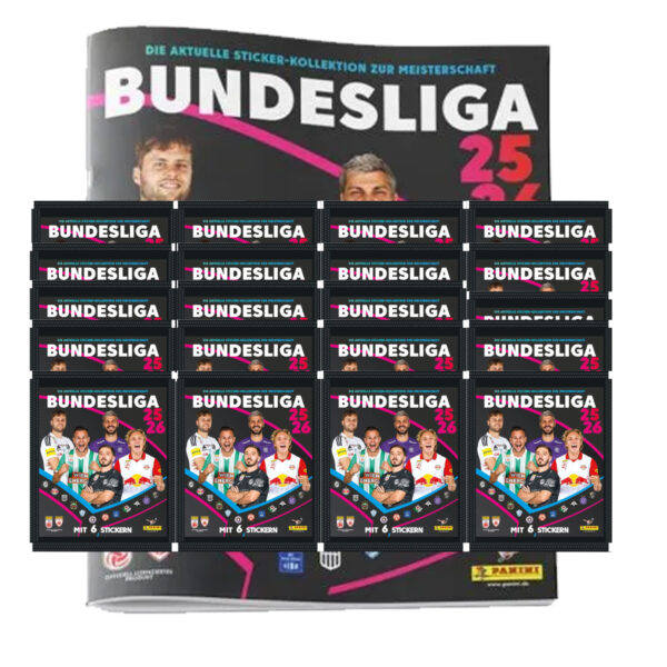 Panini Admiral Österreich Bundesliga Sticker 2025/26 – Album + 20 Stickertüten | XXL Starter Set