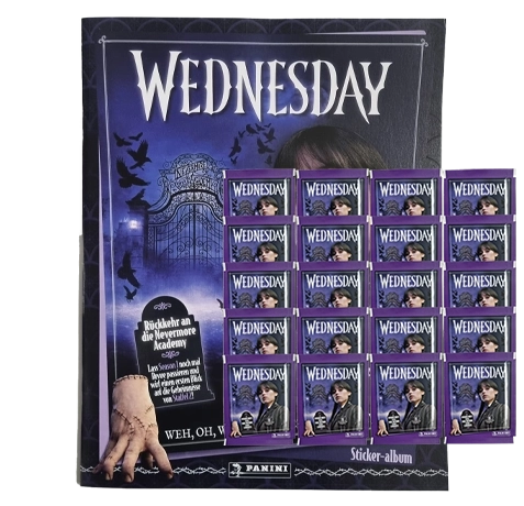 Panini Wednesday 2 Sticker Bundle | Album + 20 Stickertüten – Rückkehr an die Nevermore Academy