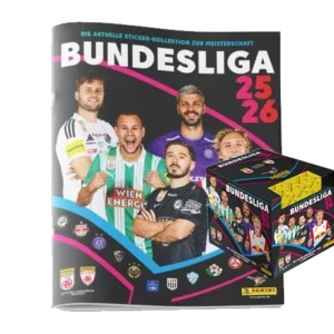Panini Admiral Österreich Bundesliga Sticker 2025/26 Album + Display Bundle | 256 Sticker | 10 % Rabatt | Offizielle Fußball-Sammelserie