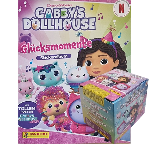 Panini Gabbys Dollhouse Glücksmomente Sticker Stickeralbum + Display (36 Tüten) | Sticker-und-co.de