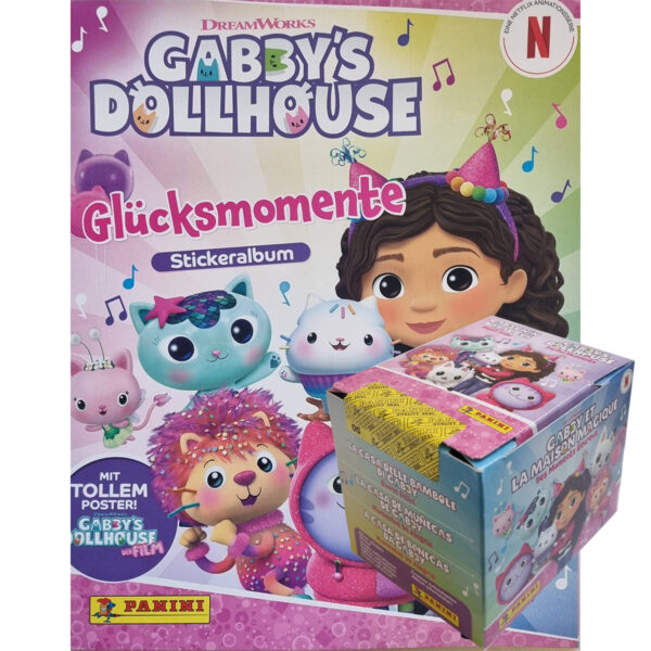 Panini Gabbys Dollhouse Glücksmomente Sticker Stickeralbum + Display (36 Tüten) | Sticker-und-co.de