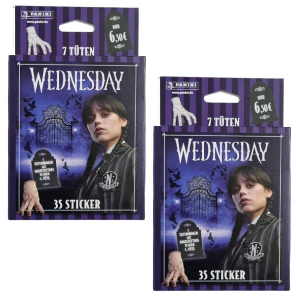 Panini Wednesday 2 Sticker – 2 × Eco Blister | Rückkehr an die Nevermore Academy
