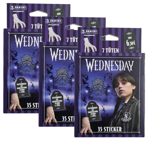 Panini Wednesday 2 Sticker – 3 × Eco Blister | Rückkehr an die Nevermore Academy