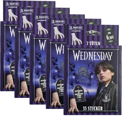 Panini Wednesday 2 Sticker – 5 × Eco Blister | Rückkehr an die Nevermore Academy