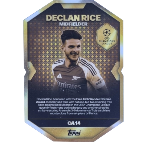 Topps Match Attax Champions League 2025/26 Chrome Award Winner CA14 Declan Rice – Free Kick Wonder
