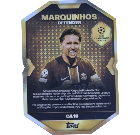 Topps Match Attax Champions League 2025/26 Chrome Award Winner CA18 Marquinhos – Captain Fantastic