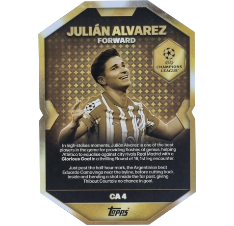 Topps Match Attax Champions League 2025/26 Chrome Award Winner CA4 Julián Álvarez – Glorious Goal