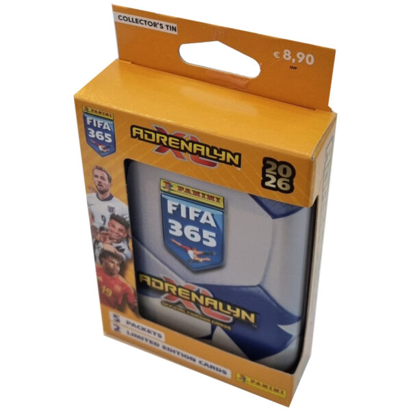 Panini FIFA 365 2026 Adrenalyn XL Collector Tin Blau-Weiß | 5 Booster + 2 Limited