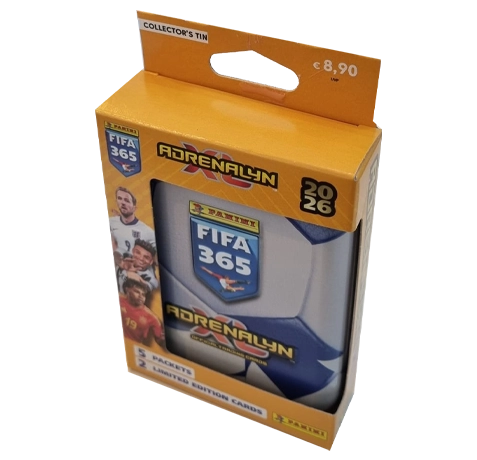 Panini FIFA 365 2026 Adrenalyn XL Collector Tin Blau-Weiß | 5 Booster + 2 Limited