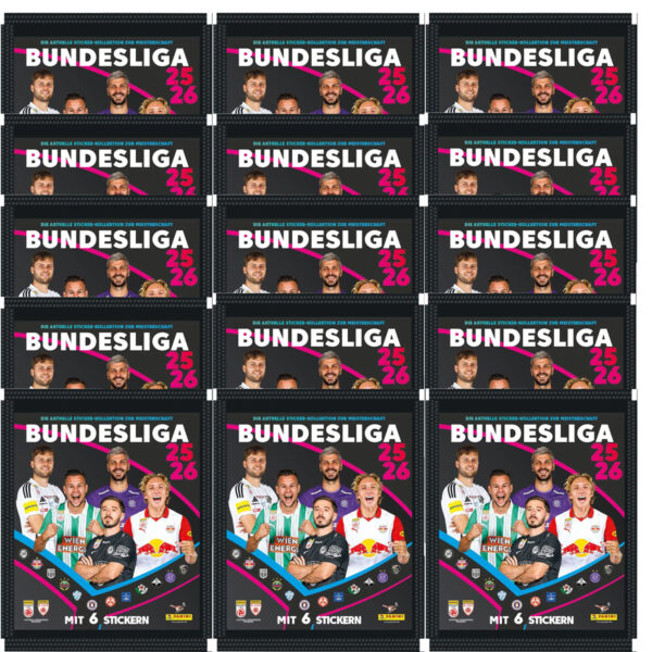 Panini Admiral Österreichische Bundesliga Sticker 2025/26 – 15 Stickertüten