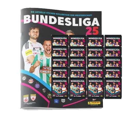 Panini Admiral Österreich Bundesliga Sticker 2025/26 – Album + 20 Stickertüten | XXL Starter Set