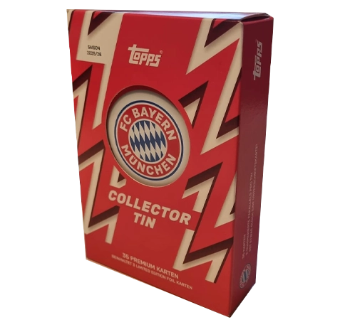 Topps Bayern München Collector Tin 2025/26 – 35 Karten | 3 Limited Editions | 2 Nummerierte Parallels | Autogramm-Chance