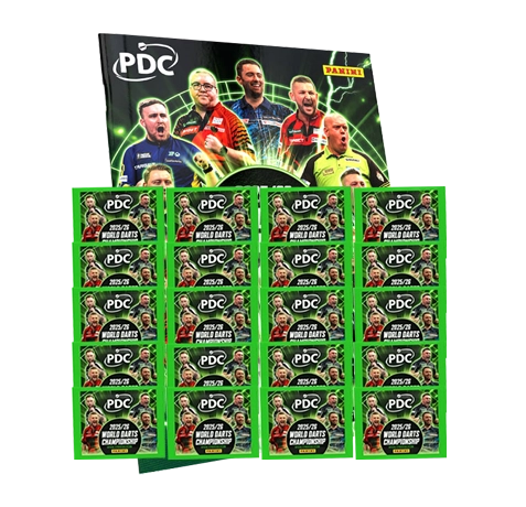 Panini PDC Darts 2026 Stickeralbum + 20 Tüten | 100 Sticker | Sammler-Bundle