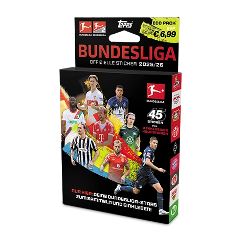 Topps Bundesliga Sticker 2025/26 Eco Pack kaufen | 6 Tüten + 3 Holo-Sticker | Sticker-und-co