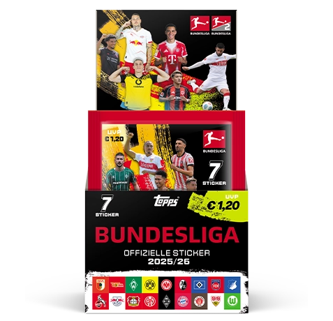 Topps Bundesliga Sticker 2025/26 Display kaufen | 50 Stickertüten | Sticker-und-co