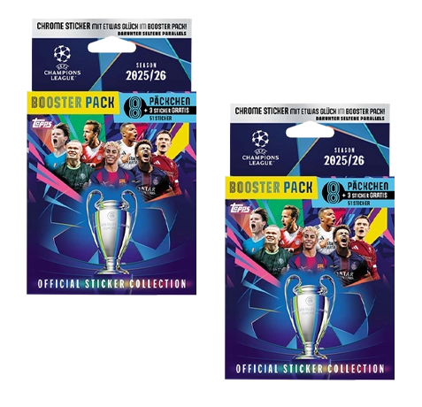 Topps Champions League Sticker 2025/26 – 2× Eco Blister Packs (102 Sticker)