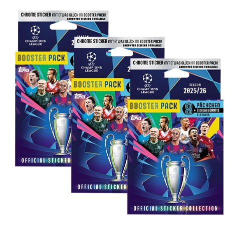 Topps Champions League Sticker 2025/26 – 3× Eco Blister Packs (159 Sticker)