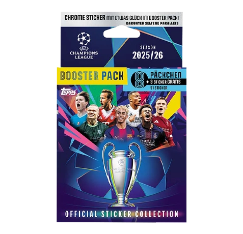 Topps Champions League Sticker 2025/26 – Eco Blister Pack (51 Sticker)