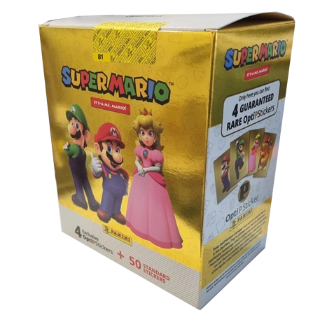 Panini Super Mario Sticker Serie 2 Mega Box | 4 OPTI-Sticker exklusiv | TOPPI-Pack + 10 Stickertüten