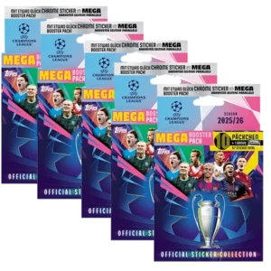 Topps Champions League Sticker 2025/26 – 5× Mega Eco Packs (315 Sticker)