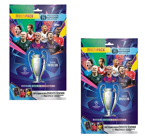 Topps Champions League Sticker 2025/26 – 2× Multipack (72 Sticker)