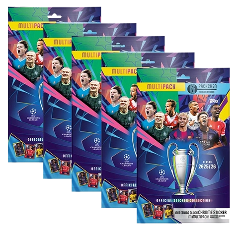 Topps Champions League Sticker 2025/26 – 5× Multipack (180 Sticker)
