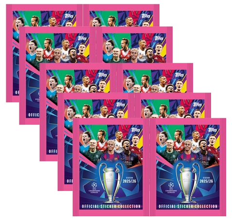 Topps Champions League Sticker 2025/26 – 10 Stickertüten (60 Sticker)