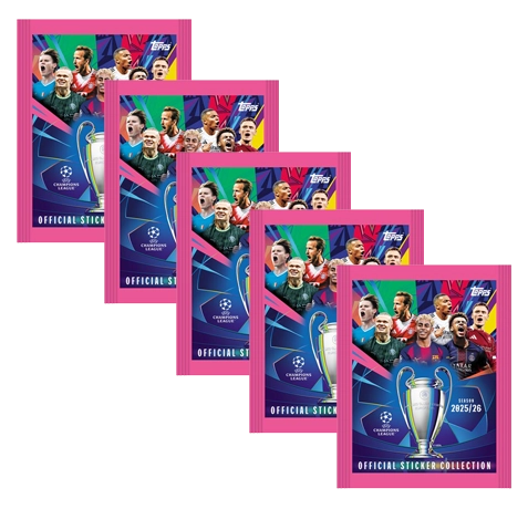 Topps Champions League Sticker 2025/26 – 5 Stickertüten (30 Sticker)