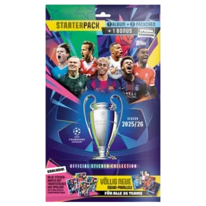 Topps Champions League Sticker 2025/26 Starterpack – Album + 3 Tüten